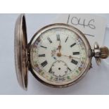 A attractive cased and faced gents hunter pocket watch seconds sweep missing