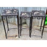 A nest of 3 Chinese hardwood side tables inset with mother of pearl.