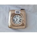 A clock in a silver case - 4.5" high - Chester 1910