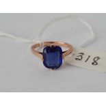 A large blue stone ring 9ct size M - 2.3 gms