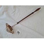 A Georgian style toddy ladle with shaped bowl, turned wood handle - London 1975