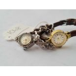 A silver and marcasite ladies Rotary watch and rolled gold Seiko wrist watch