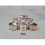 A bag containing six napkin rings - 73 g.