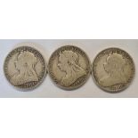 Three Victoria florins 1898, 1900 and 1901