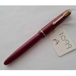 A parker fountain pen with 14ct gold nib slight damage to screw top