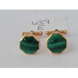 A pair of malachite cufflinks 9ct - 12 gms