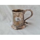 A good George II, Newcastle mug with tapering body & leaf capped handle, 4.5” high, marked on base