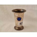Another continental beaker (830 standard) with enamelled panel - 3.5" high London 1911 by WC