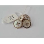 Pair of octagonal m.o.p 9ct cufflinks 4.7g inc