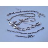 Five silver bracelets 48g