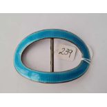 Large pale blue enamelled silver buckle