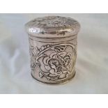 A circular jar and cover with embossed angel heads - Birmingham 1903 by S.B
