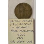 A WWI Peace Proclaimed Bronze Medal