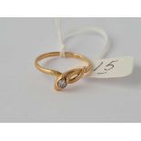 A diamond set 14ct gold snake ring size R 2.2g inc