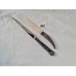 A silver handled paper knife with MOP blade - Birmingham 1901 - and another modern