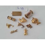 TEN ASSORTED CHARMS - 19 GMS