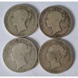 Four Victoria young head half - crowns