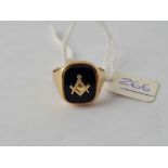 A masonic ring 9ct size T - 3.7 gms