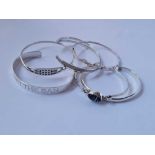 Six silver bangles 66g