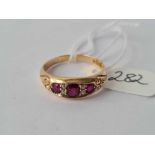 SEVEN STONE RUBY & DIAMOND 18CT GOLD RING SIZE R 4.4g inc