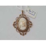 A cameo pendant 9ct - 7.5 gms