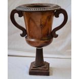 19th Century treen two handled vase campana shaped - 10" high