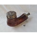 A giant Scottish silver mounted pipe with chased decoration - Edinburgh 1854 by EM - with case