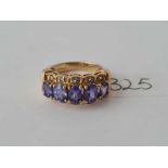 A five stone 9ct Tanzanite ring with COA size N 5.3g inc