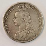 A Victorian silver half-crown 1887