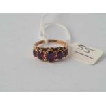 A antique five stone garnet ring set in gold size P - 2 gms