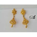 A fancy pair of 18ct gold pierced lantern earrings 7.8g