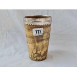 A large horn beaker with white metal mount - 5.5" high