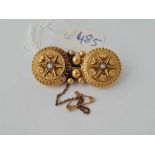 A DOUBLE CIRCULAR BROOCH MATCHING LOT 484 15CT GOLD - 9.6 GMS