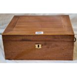 A Georgian inlaid mahogany writing box, fitted interior, brass handles - 13" wide