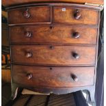 A George III mahogany chest of 2 short and 3 long drawers.