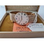A GENTS WRIST WATCH BY INTERNATIONAL WATCH CO SCHAFFHAUSEN WITH INTEGRAL BRACELET 9CT WITH BOX AND