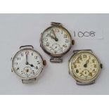 Three silver trench watches