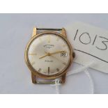 A gents Rotary wrist watch 9ct with seconds sweep and date aperture WO