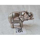 An Eastern white metal model of an elephant - 2.5" long - 60 g.