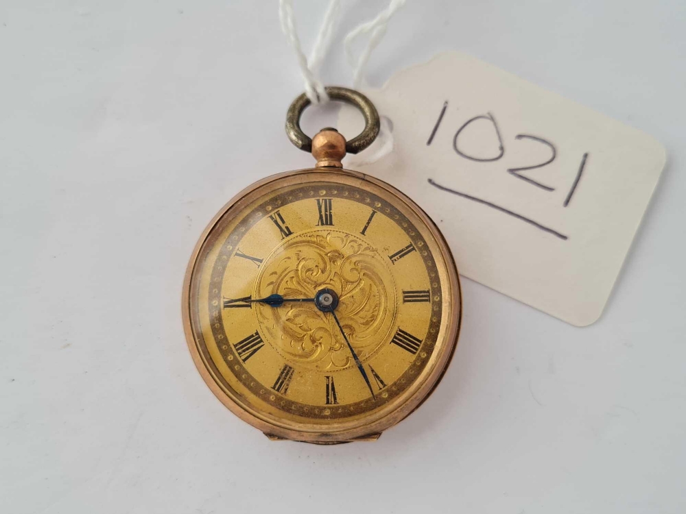 A ladies fob watch 9ct with gold coloured dial 35 gms inc