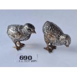 A pair of antique French silver cruets with tooled plumage - 48 g.