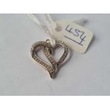 A heart shaped diamond set pendant 9ct - 1.7 gms