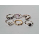 six stone set silver rings