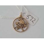 An attractive circular 9ct rose pendant 2.8g