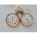 Two gents rolled gold pocket watches one by Elgin and one by American Waltham both seconds dials
