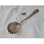 A late Victorian sugar sifter spoon with shell bowl - London 1898