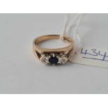 A sapphire and diamond ring 9ct size O1/2
