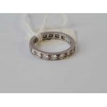 A platinum diamond eternity ring one stone missing size M - 3.6 gms