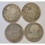 Four Victoria shillings 1878, 1889, 1895 and 1898