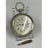 Antique large silver stop seconds chronograph pocket watch ( working ) stop function working